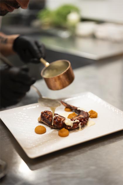 Hotel Griso octopus-based dish at the restaurant on Lake Como