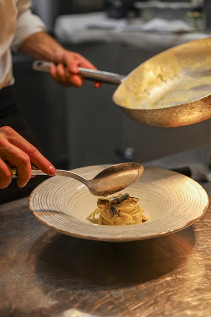 Hotel Griso piatto di pasta al ristorante sul Lago di Como